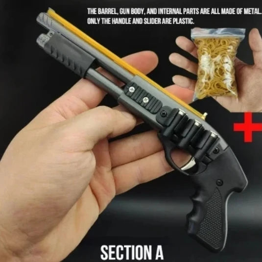 Mini Alloy Rubber Band Rifle – 8-Burst Toy Gun Pistol Model Ornament | Fun Christmas Gift for Boys