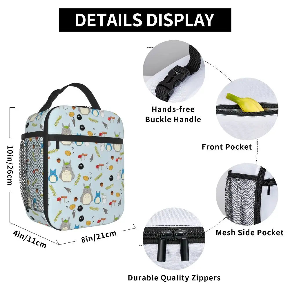 Totoro Miyazaki Anime Insulated Lunch Tote Bag – Portable Thermal Cooler for School & Office