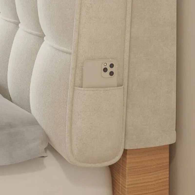 Soft Velvet Bed Head Cushion - Comfortable Backrest with Storage Pocket for Bedroom & Home Relaxation