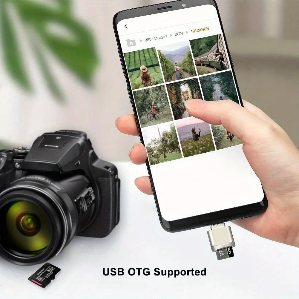 2-Pack USB-C SD TF Card Reader - Zinc Alloy Memory Card Adapter for iPhone 15–17 Pro Max, MacBook, Laptop & Samsung Devices