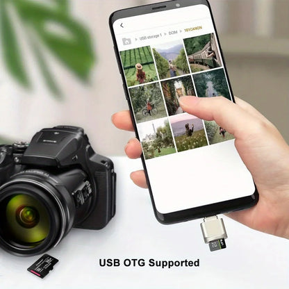2-Pack USB-C SD TF Card Reader - Zinc Alloy Memory Card Adapter for iPhone 15–17 Pro Max, MacBook, Laptop & Samsung Devices