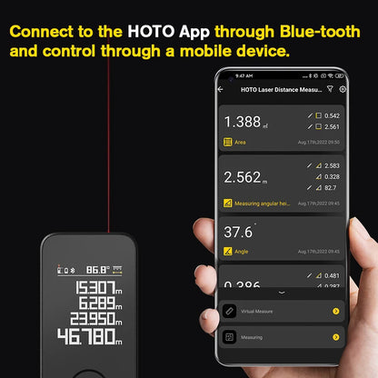 HOTO Smart Laser Measure Pro, LED Display Digital Laser Tape Measuring Tool, Rechargeable Rangefinder Ruler