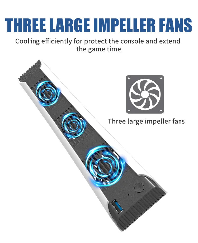 REMANK PS5/PS5 Slim Cooling Fan System – LED Light Cooling for Disc & Digital Console