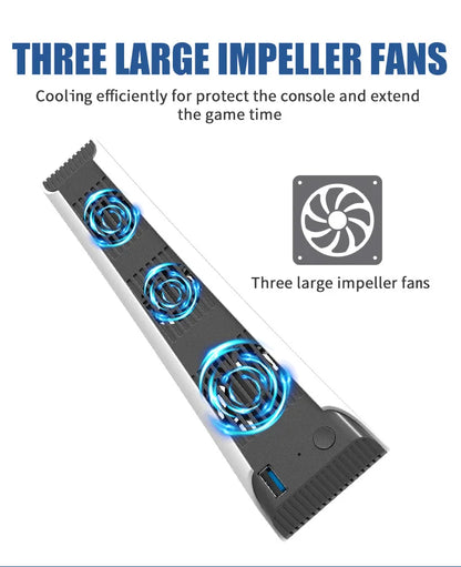REMANK PS5/PS5 Slim Cooling Fan System – LED Light Cooling for Disc & Digital Console