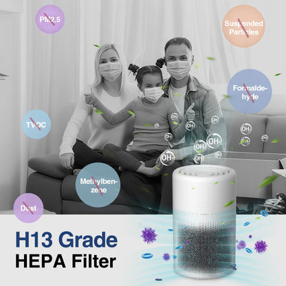 Portable Mini Air Purifier - Desktop HEPA Filter Air Cleaner for Home Office with Fresh Air and Odor Removal