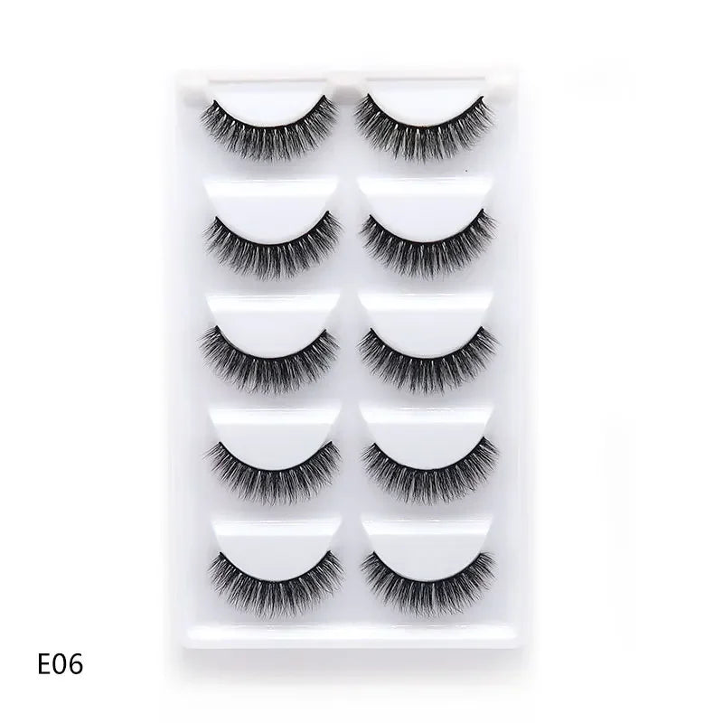 5 Pairs 3D Real Mink False Eyelashes – Soft Natural Look Eyelash Extensions for Makeup & Daily Wear