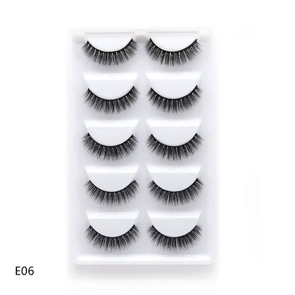 5 Pairs 3D Real Mink False Eyelashes – Soft Natural Look Eyelash Extensions for Makeup & Daily Wear
