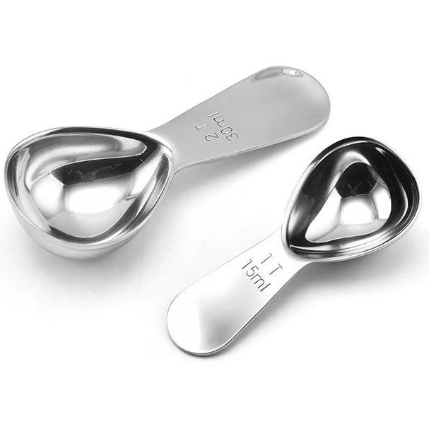 Stainless Steel Coffee Measuring Spoons — Graduated 15ml & 30ml Scoop for Beans, Tea, Sugar & Barista Tools