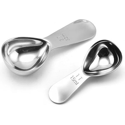 Stainless Steel Coffee Measuring Spoons — Graduated 15ml & 30ml Scoop for Beans, Tea, Sugar & Barista Tools
