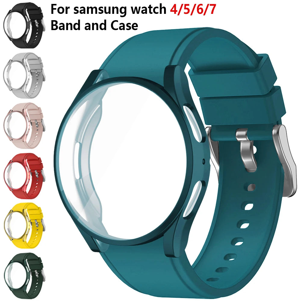 Samsung Galaxy Watch 4/5/6/7 TPU Protective Case - All-Around Cover with Sport Band for Galaxy Watch 6 Classic 43/47mm