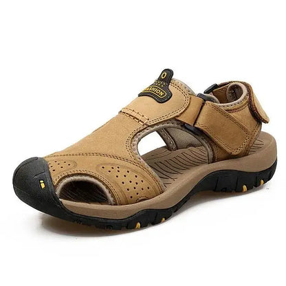 Men's Leather Summer Sandals - Breathable Casual Outdoor Beach Slippers & Wading Shoes