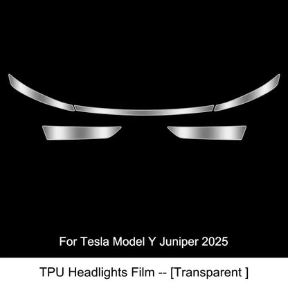 Tesla Model Y 2025 TPU Blackened Headlight & Taillight Protective Film – Juniper Color Changing Film