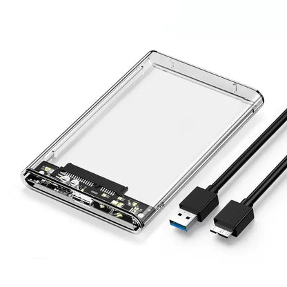 USB 3.0 2.5 Inch External Hard Drive Enclosure – Transparent SATA HDD/SSD Case, 5–6Gbps High-Speed Storage Case for Laptop & PC