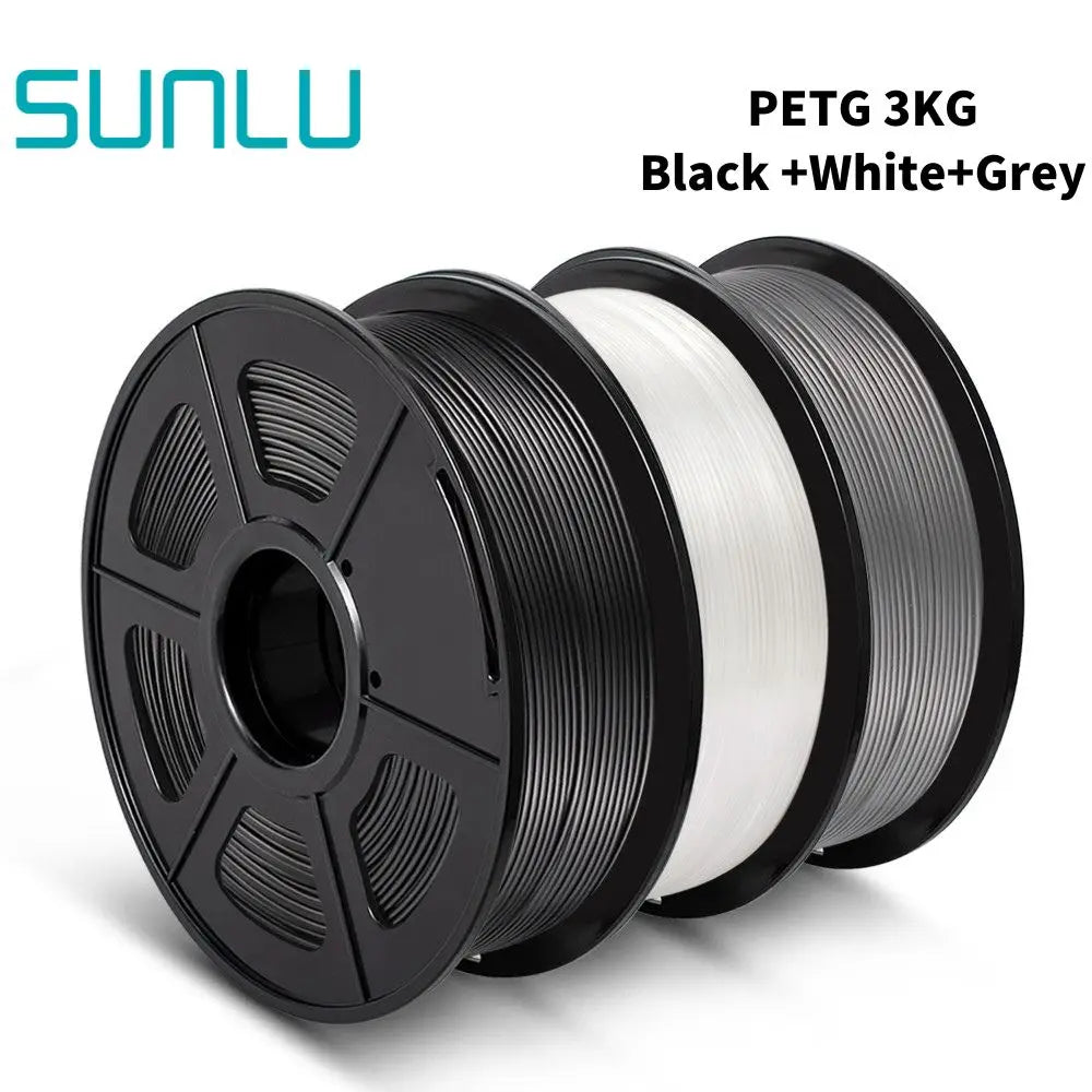 SUNLU PETG 3D Printer Filament 1.75mm ±0.02mm – 3 Rolls 1KG Each, Neatly Wound Vacuum-Sealed Printing Material