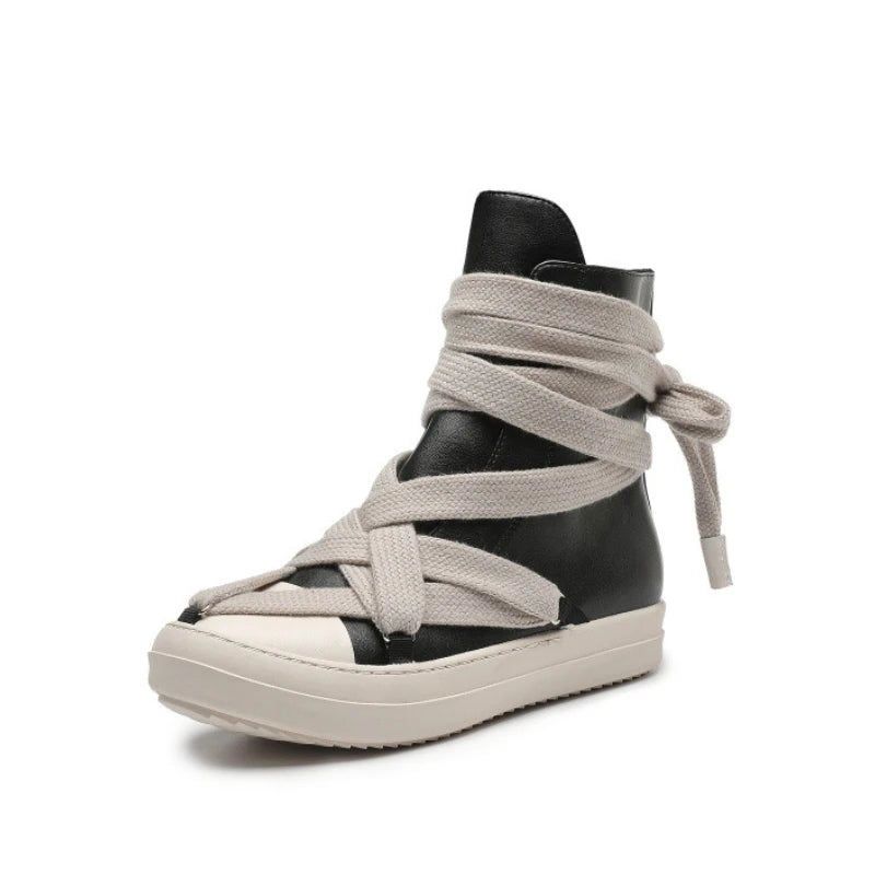 Owens 2025 Sneakers – Women & Men Casual Lace-Up Canvas High-Top Shoes with Thick Sole, Trendy Punk Style