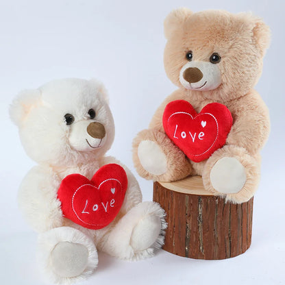 30CM Cute Heart Bear Dog Plush Toy – Red Heart Print Love Stuffed Animal, Creative Valentine's Day Gift for Lovers