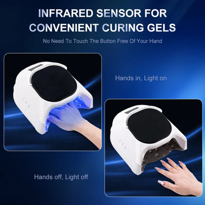 Advanced Mirror-Finish Dual Light Nail Lamp – 86W Rechargeable Portable LED UV Nail Machine