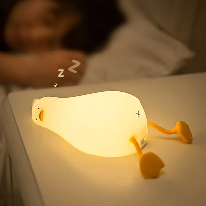 Duck LED Night Light – Rechargeable Pat Silicone Lamp, Cute Cartoon Bedside Nightlight for Kids, Home Decor & Birthday Gift