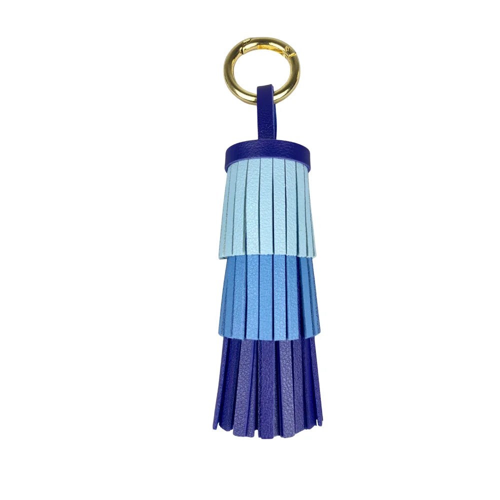 Bohemian Leather Tassel Charm - Thick Fringe Bag Accessory with Large Metal Ring