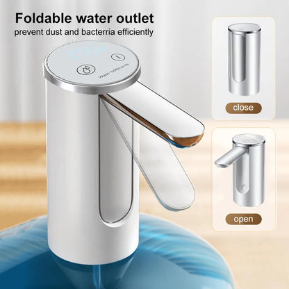 Electric Water Gallon Bottle Pump - Automatic Dispenser for 19 Liters, Foldable Desktop Water Bottle Pump H3, Rechargeable