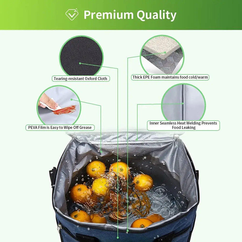 15L Collapsible Cooler Bag – Large Insulated Picnic Lunch Bag for Outdoor Travel, Camping, BBQ & Family Party