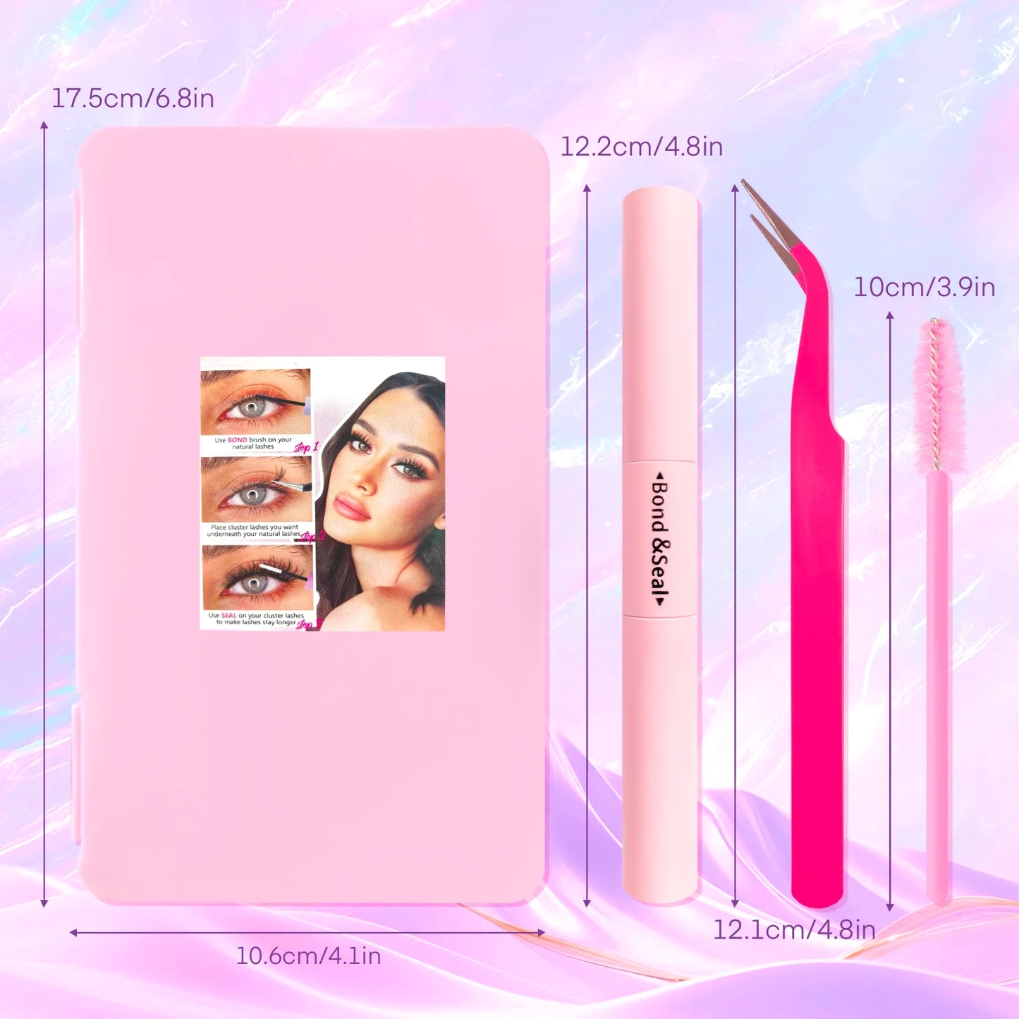 720/200pcs Eyelash Extension Kit – Fluffy Wispy Lash Clusters with Bond & Seal, Tweezers & Tools for Thick Volume DIY Lash Extensions