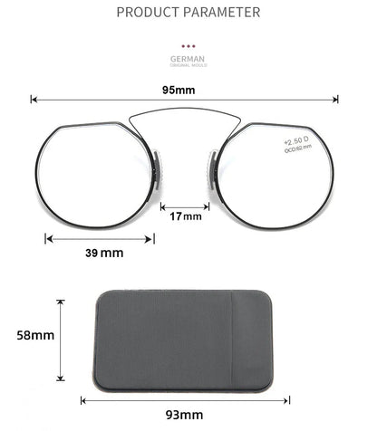 Clip-On Nose Reading Glasses – Anti-Blue Light Presbyopic Eyewear for Men & Women, 1.5 Magnification