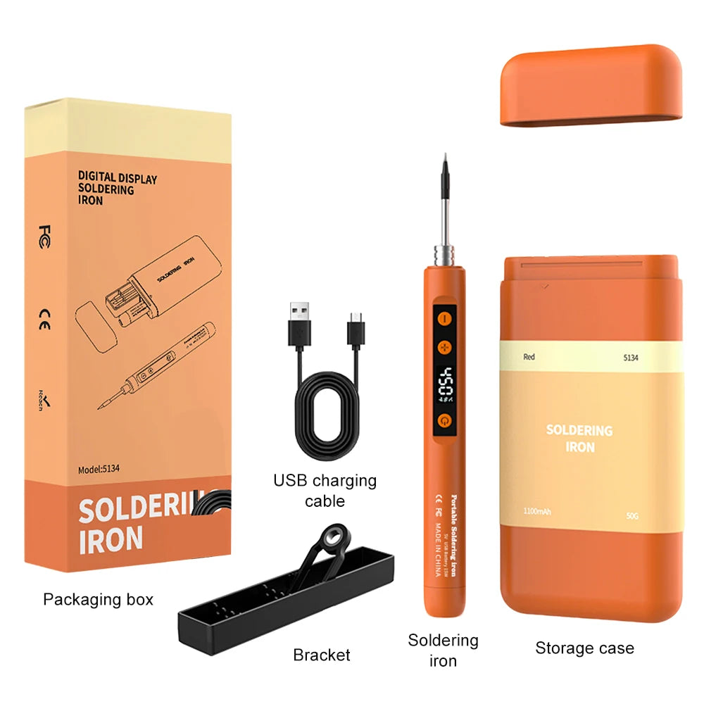 Type-C Digital Soldering Iron Kit - Adjustable Temperature Mini Electric Repair Tool with Fast Heating
