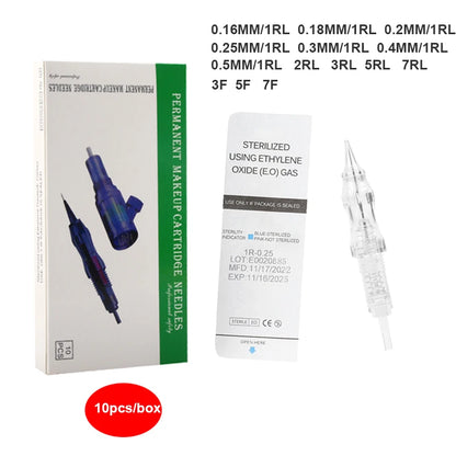 Professional PMU Cartridge Needles – 1R 3R 5R Screw Tips for P300 Rotary Tattoo Machine, Eyebrow & SMP Use