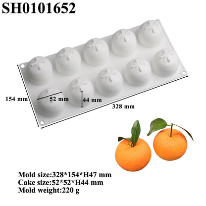 SHENHONG Silicone Fruit Mousse Cake Molds – Orange, Apple, Pear, Mango, Strawberry & Durian Dessert Decorating Tools