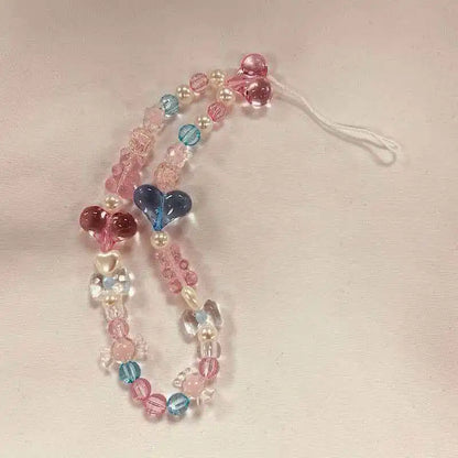 Colorful Macaron Beaded Phone Lanyard Wrist Strap – Anti-Lost Short Handheld Mobile Phone Chain Pendant for Women