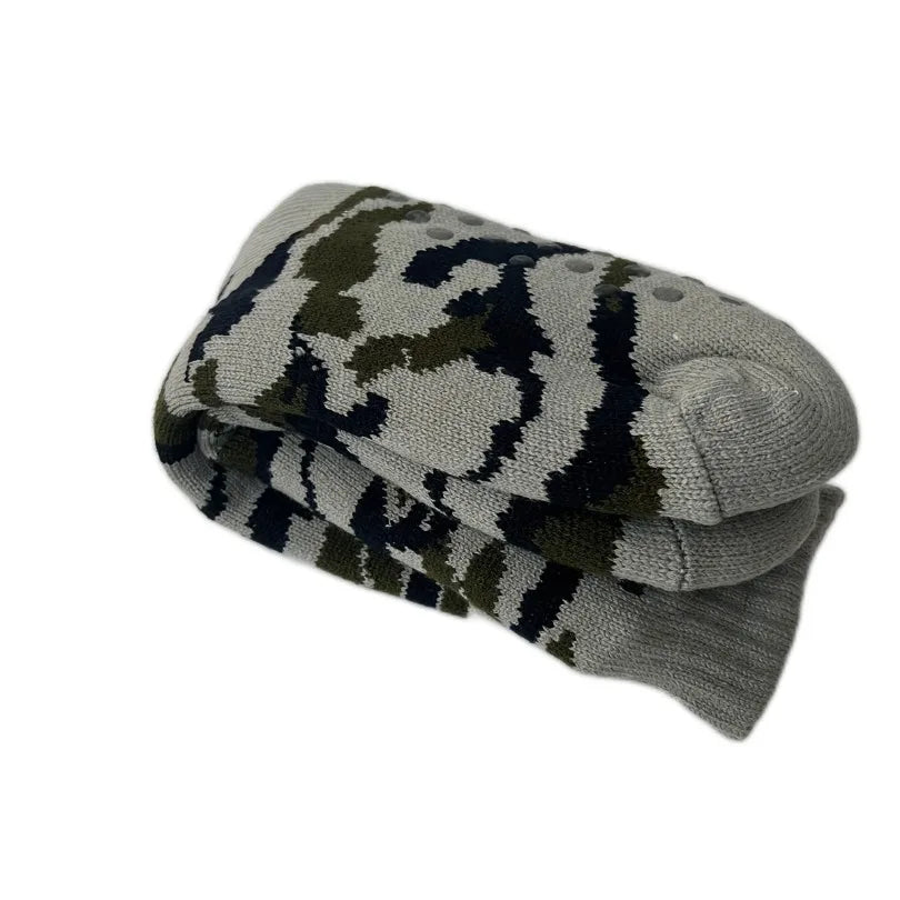 Men’s Winter Thermal Socks – Warm Leopard Print Short Plush Velvet Non-Slip Fuzzy Floor Socks, Camouflage Gift 2023