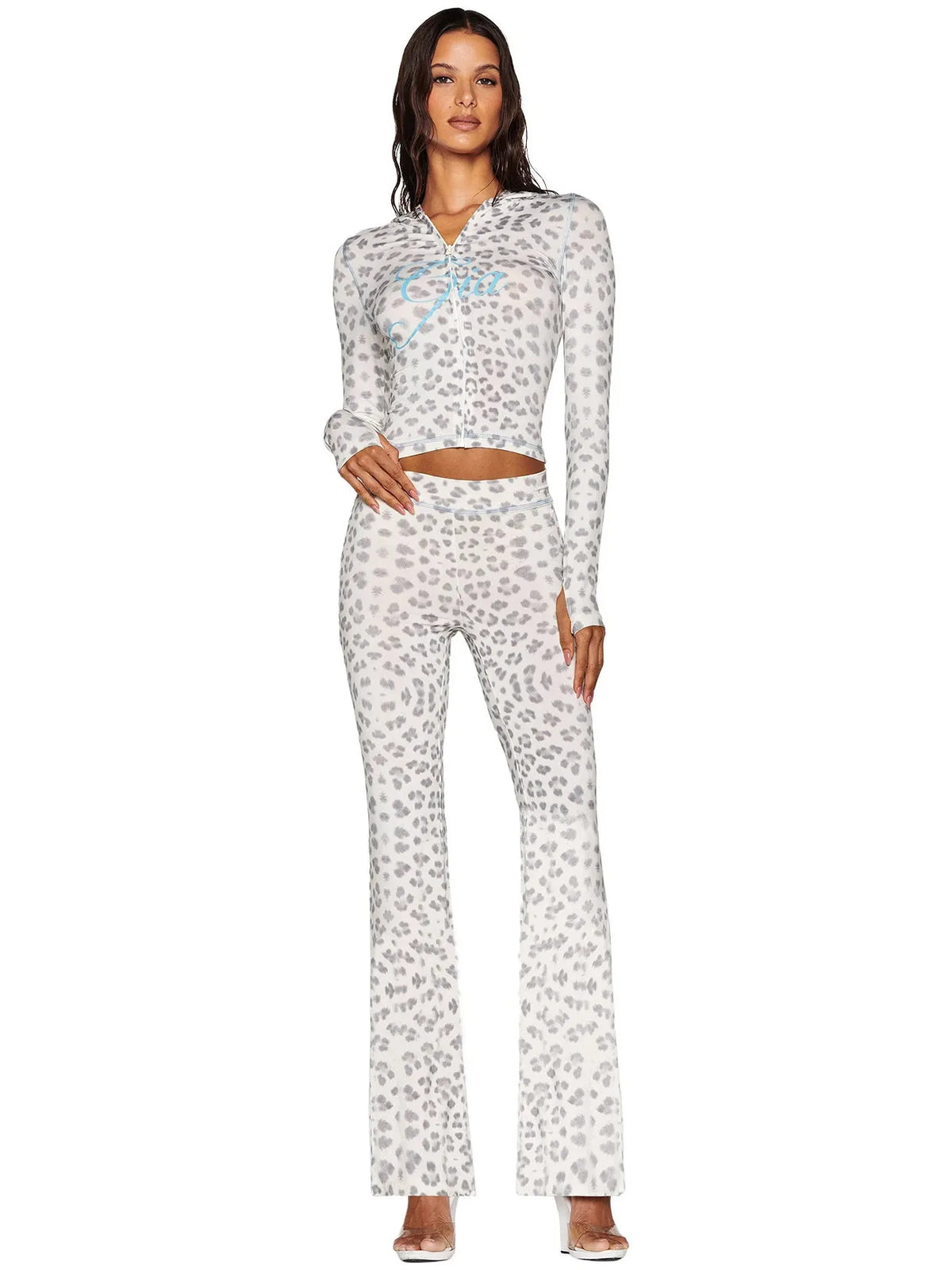 Women’s Letter Print 2-Piece Tracksuit Set - Hooded Zip-Up Coat & Jogger Pants for Autumn and Winter