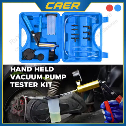 CAER Manual Brake Bleeder & Vacuum Pump Kit – 2-in-1 Handheld Automotive Fluid Tester with Gauge & Adapters