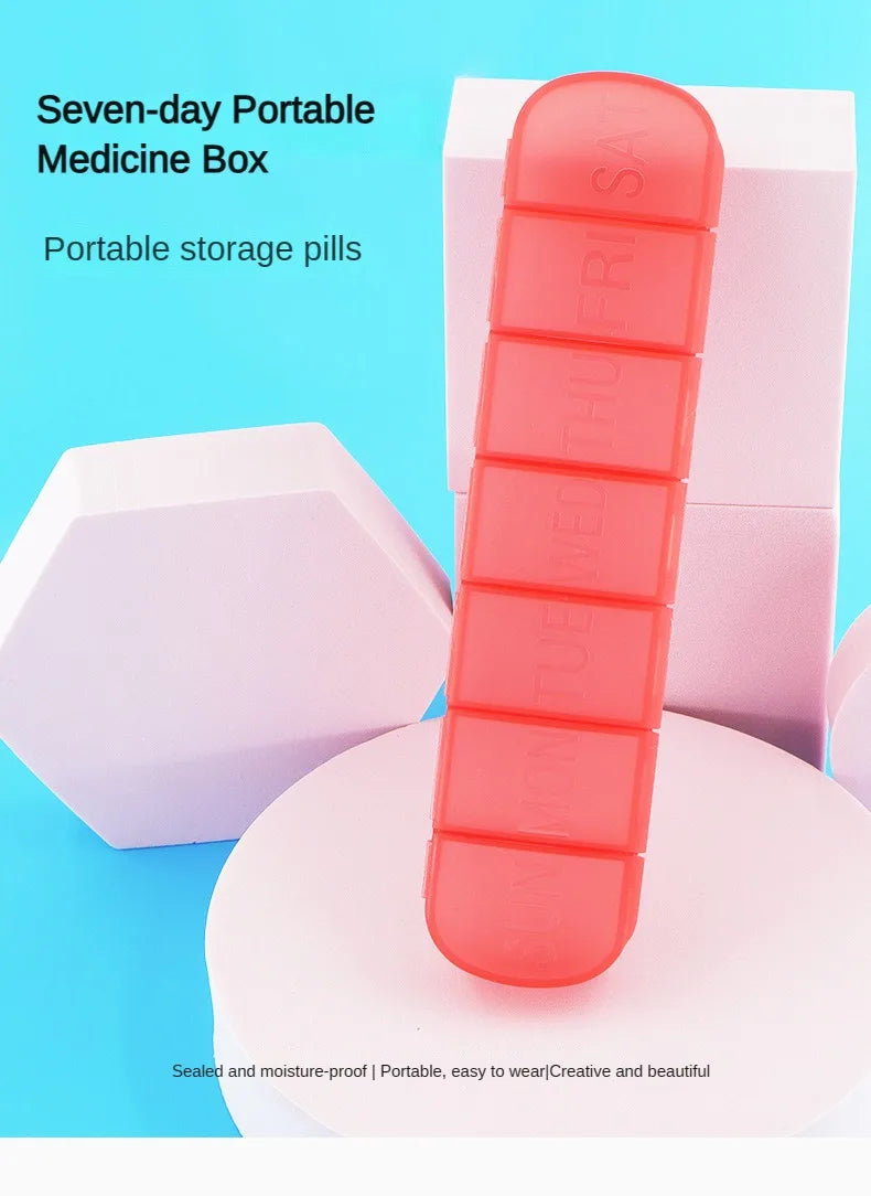 Weekly Medicine Pill Box – Mini Portable 7-Grid Organizer, Pill Case & Tablet Storage Container