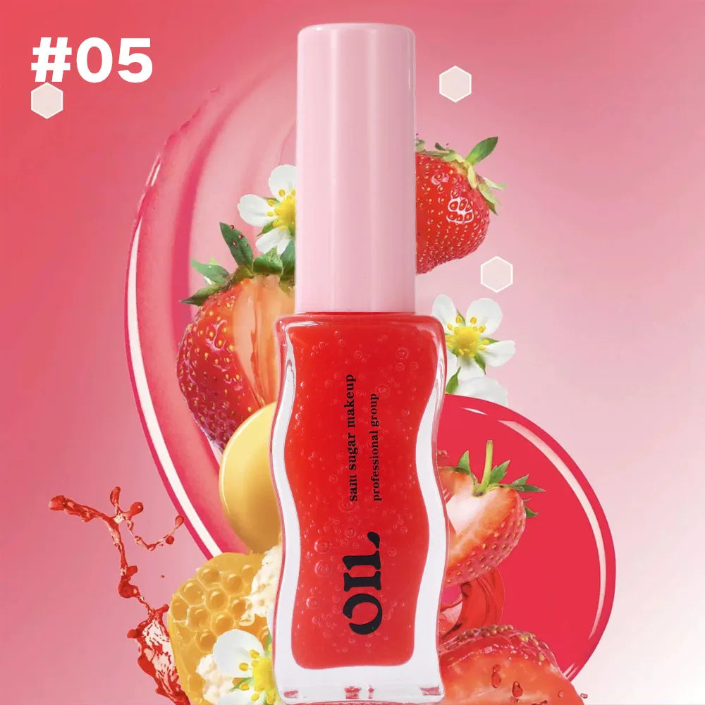Fruit Honey Essence Lip Oil - Sexy Plump Jelly, Strawberry Tinted, Waterproof Moisturizing Lip Gloss