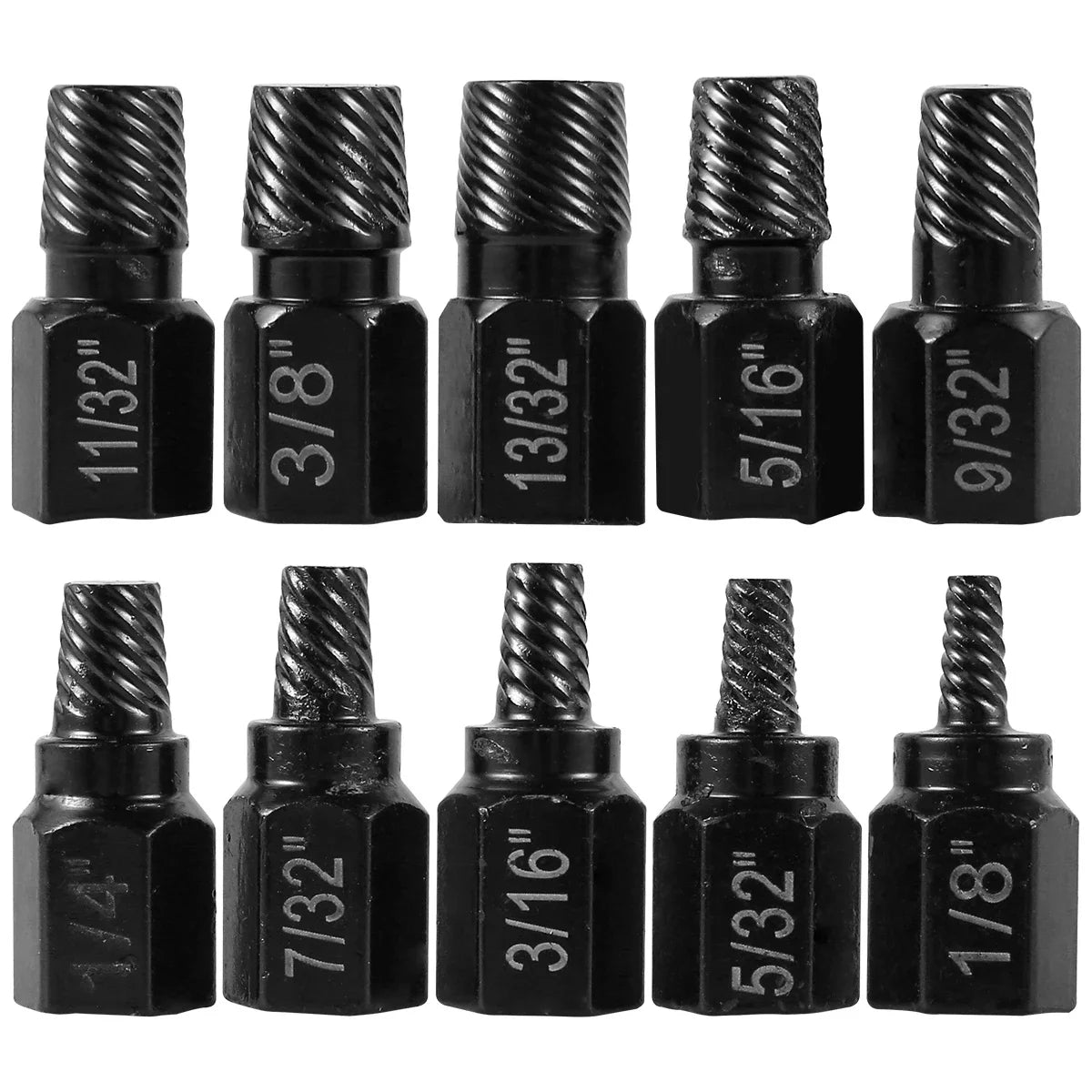 10-Piece Screw Extractor Kit - Alloy Steel Damaged Screw Remover Drill Bits & Bolt Stud Removal Set