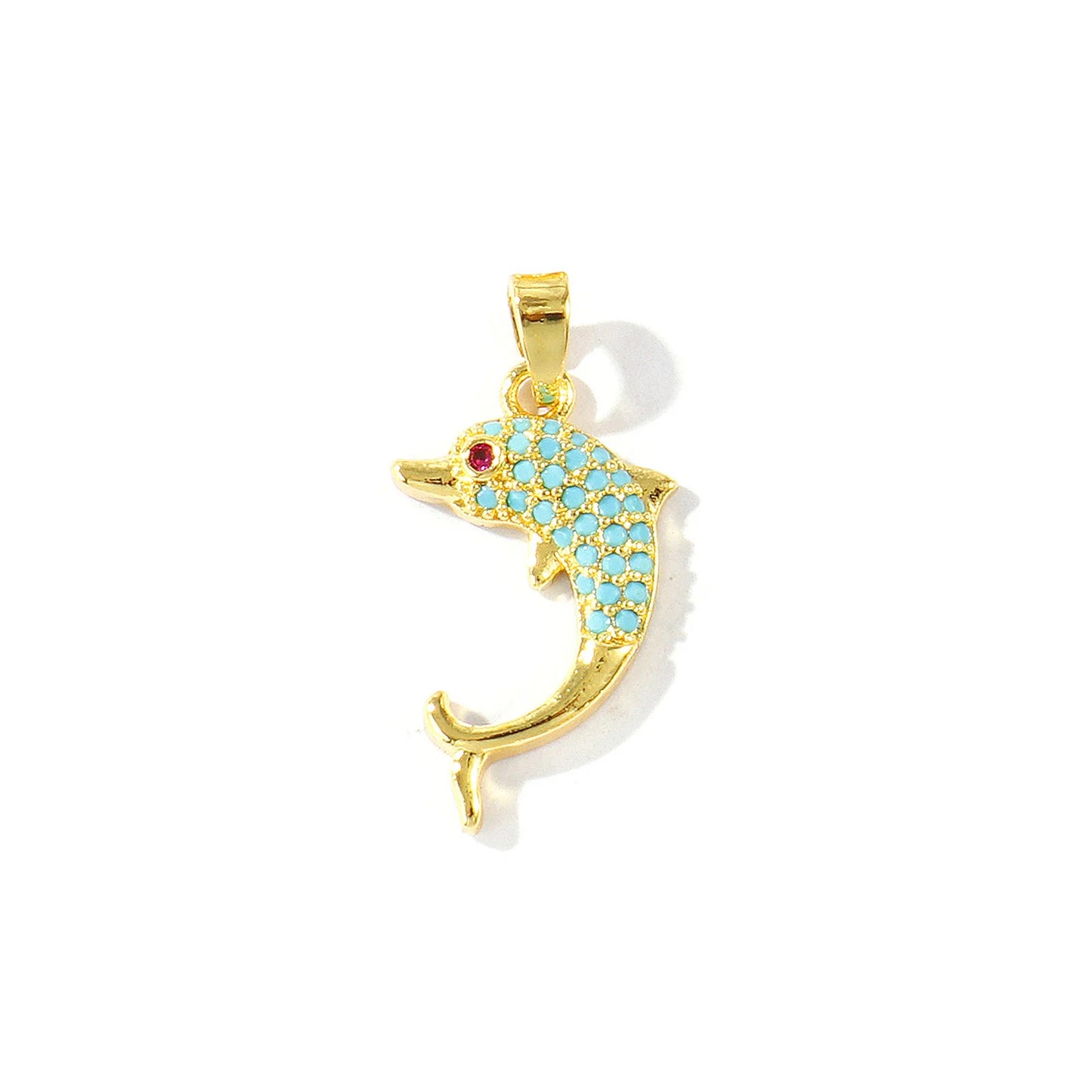 Blue Cubic Zirconia Ocean Charm Pendant Set – 18K Gold Plated Starfish, Mermaid & Conch DIY Necklace Jewelry