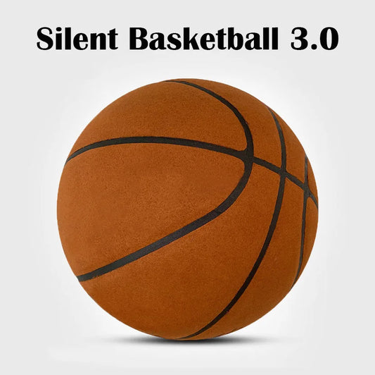 Silent Indoor Basketball – Airless Foam Dribbling Ball, Size 7/6/5 with Grooved Quiet Training Design