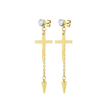 Gold Cross Huggie Hoop Earrings - Minimalist Dangle Charm Jewelry for Men & Women
