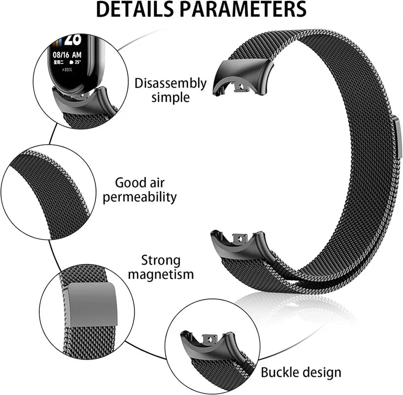Milanese Loop Strap for Xiaomi Mi Band 8 NFC & Mi Band 9 – Replacement Bracelet Accessory