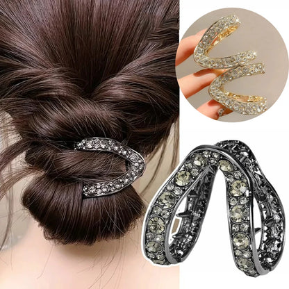 Rhinestone V-Shaped Hair Claw Clip - High Ponytail & Bun Styling Accessory
