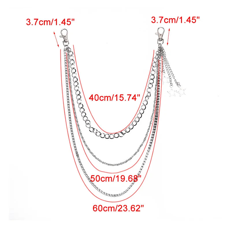 Punk Rock Metal Waist Chain Keychain – Unisex Hip-Hop Jewelry for Jeans, Wallets & Accessories