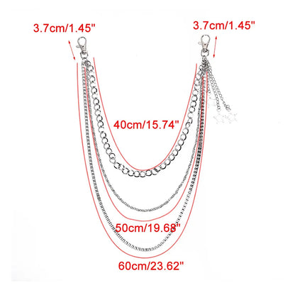 Punk Rock Metal Waist Chain Keychain – Unisex Hip-Hop Jewelry for Jeans, Wallets & Accessories