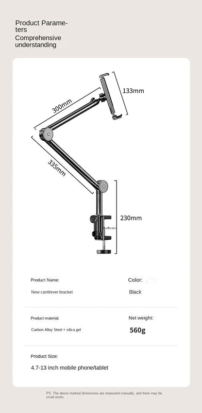Desktop Mobile Phone Holder – Bed Clip, Bedside Lazy Folding Cantilever Bracket for Apple, Samsung, iPad, and Tablet