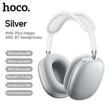 HOCO W65 Plus ANC Bluetooth Headphones – Wireless Over-Ear Noise Cancelling HiFi Sport Headset with Control Button
