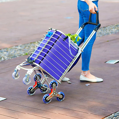 Portable Aluminum Alloy Grocery Cart – Folding Trolley with Large Capacity, Lightweight & Step Climbing Design