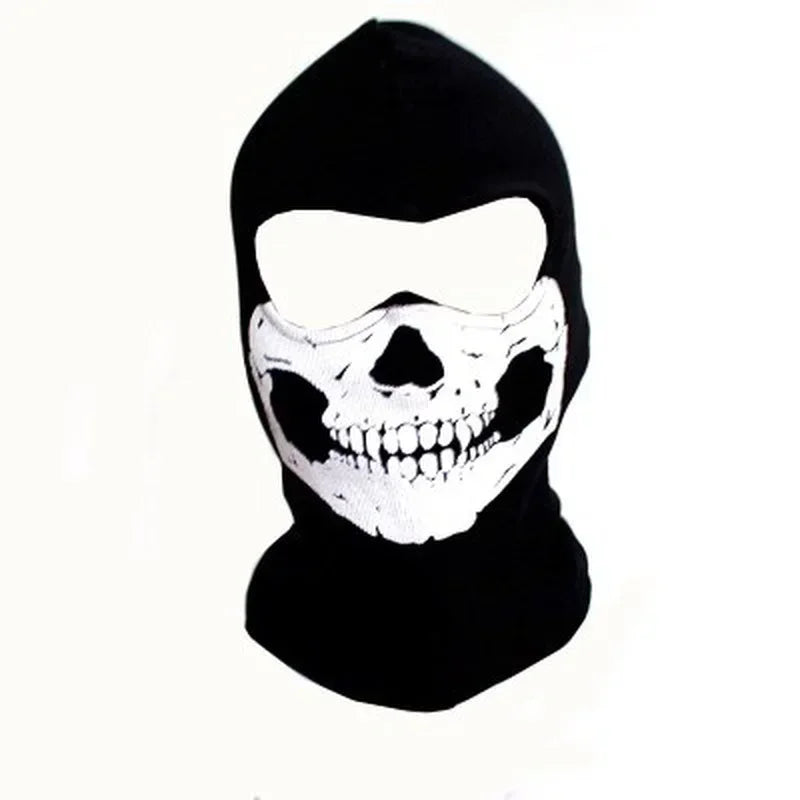 Black Skull Balaclava Mask - Warm Full Face Hood Beanie for Men Outdoor Wear