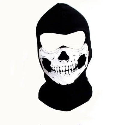 Black Skull Balaclava Mask - Warm Full Face Hood Beanie for Men Outdoor Wear