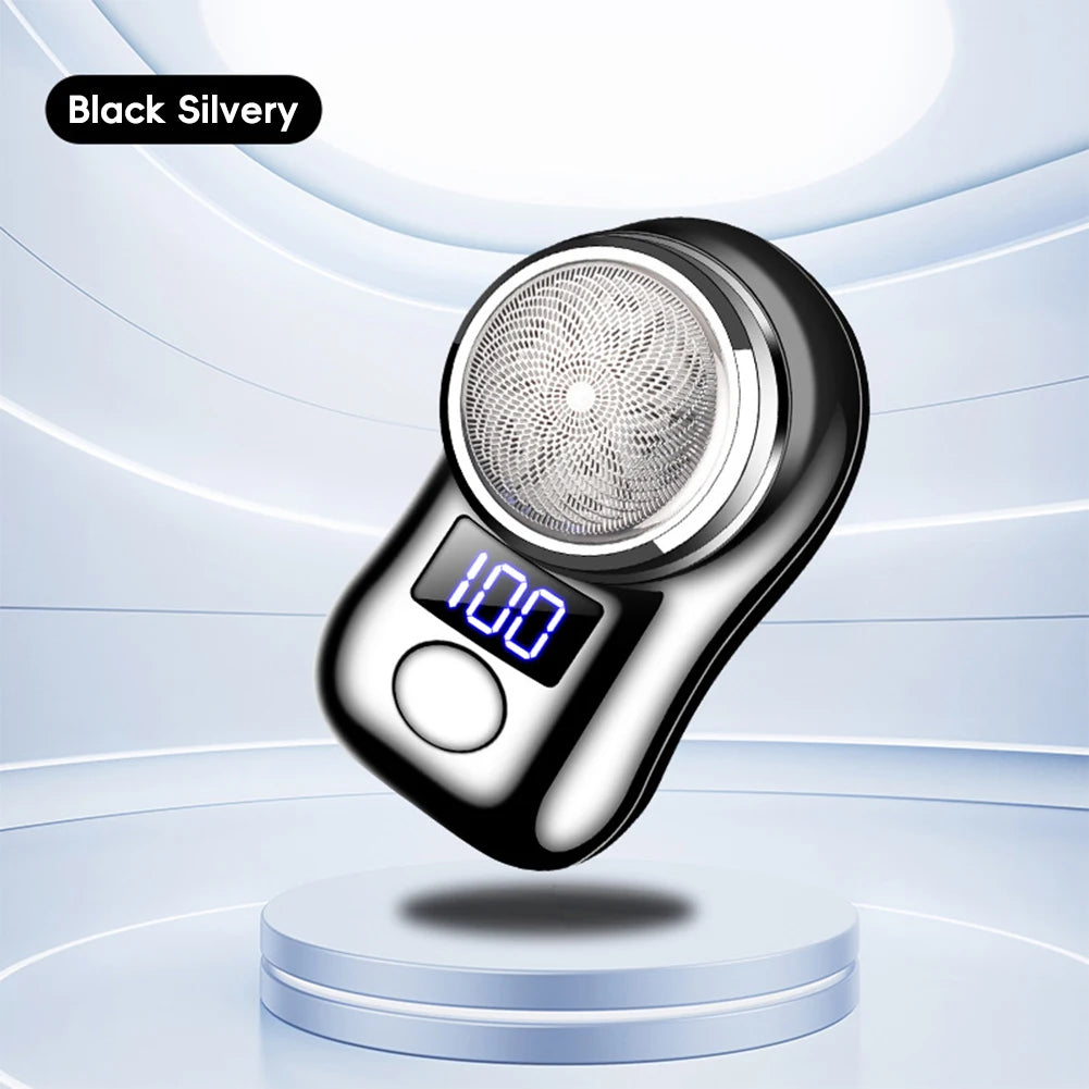 USB Rechargeable Men’s Electric Shaver with LED Display – Portable Waterproof Mini Rotary Razor for Travel and Beard Grooming